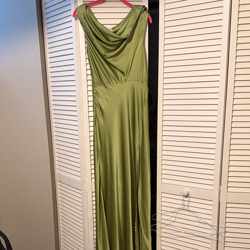 Astr the Label Sage Green Draped Maxi Dress